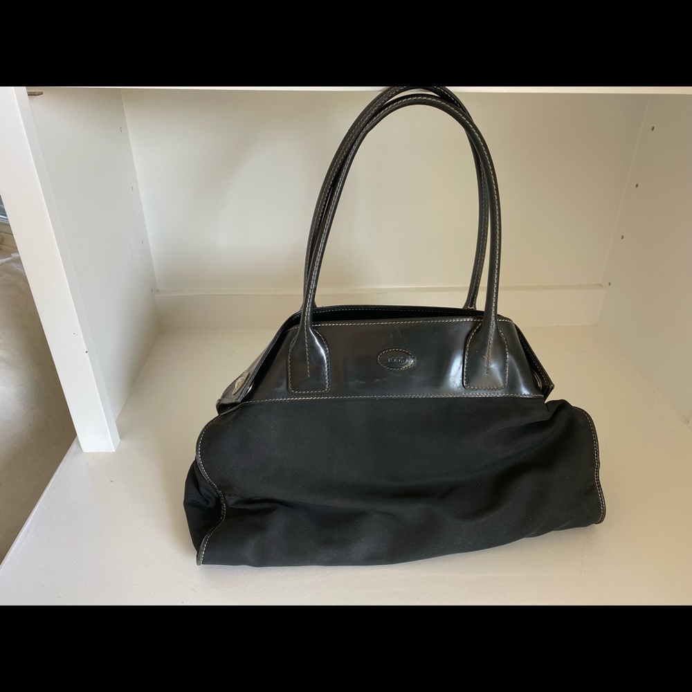 JP Tods Tote Bag - Black with Red interior